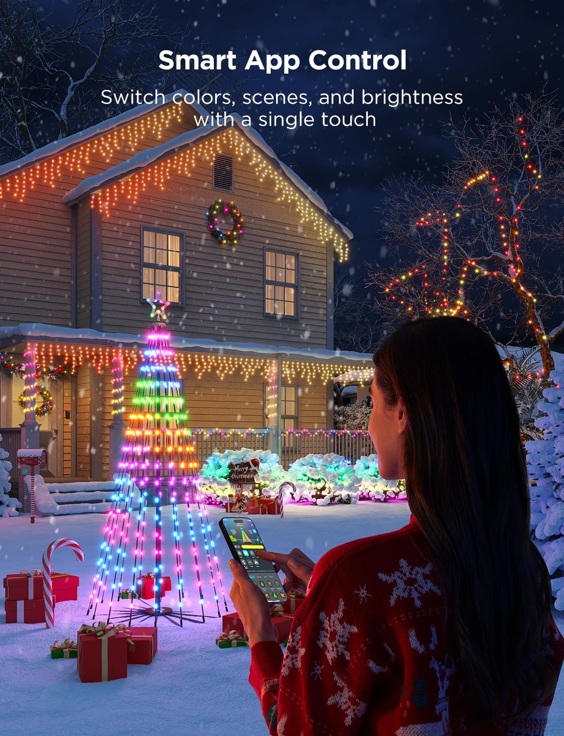 Govee Christmas Cone Tree Lights, 12ft 1210 LEDs RGBIC Christmas Tree Light