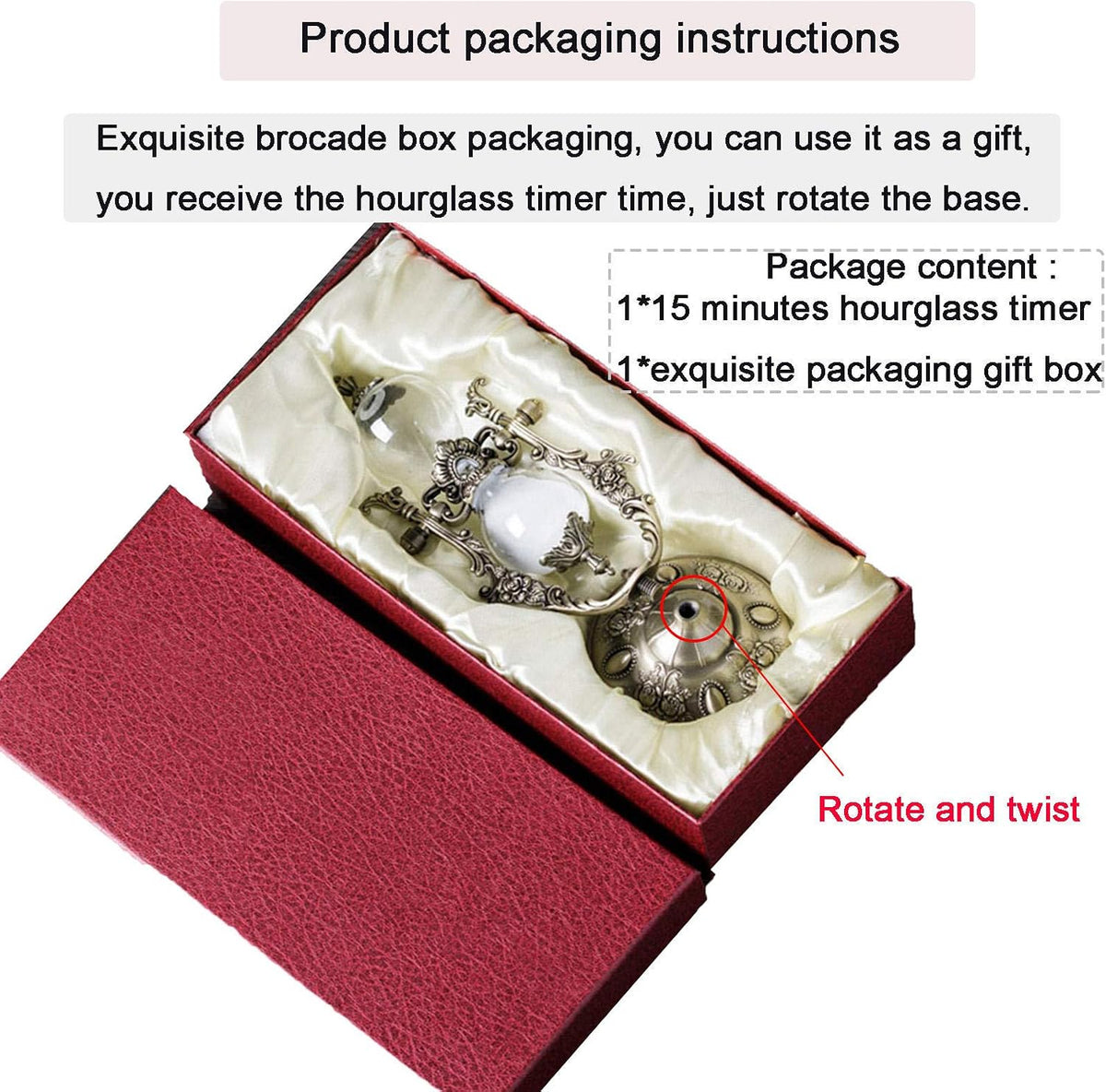 Hourglass Timer, 15 Minutes Embossed Golden Hourglass Timer,Used for Vintage ...