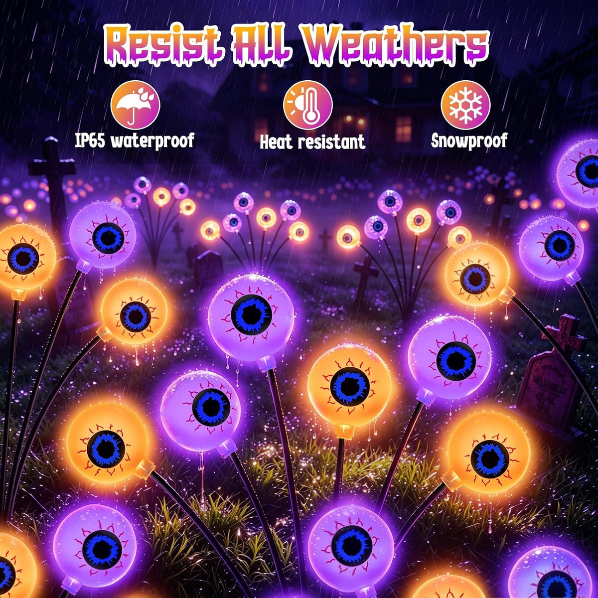 Halloween Decorations Outdoor, Scary Eyeballs Solar Garden Light, 4 Pack