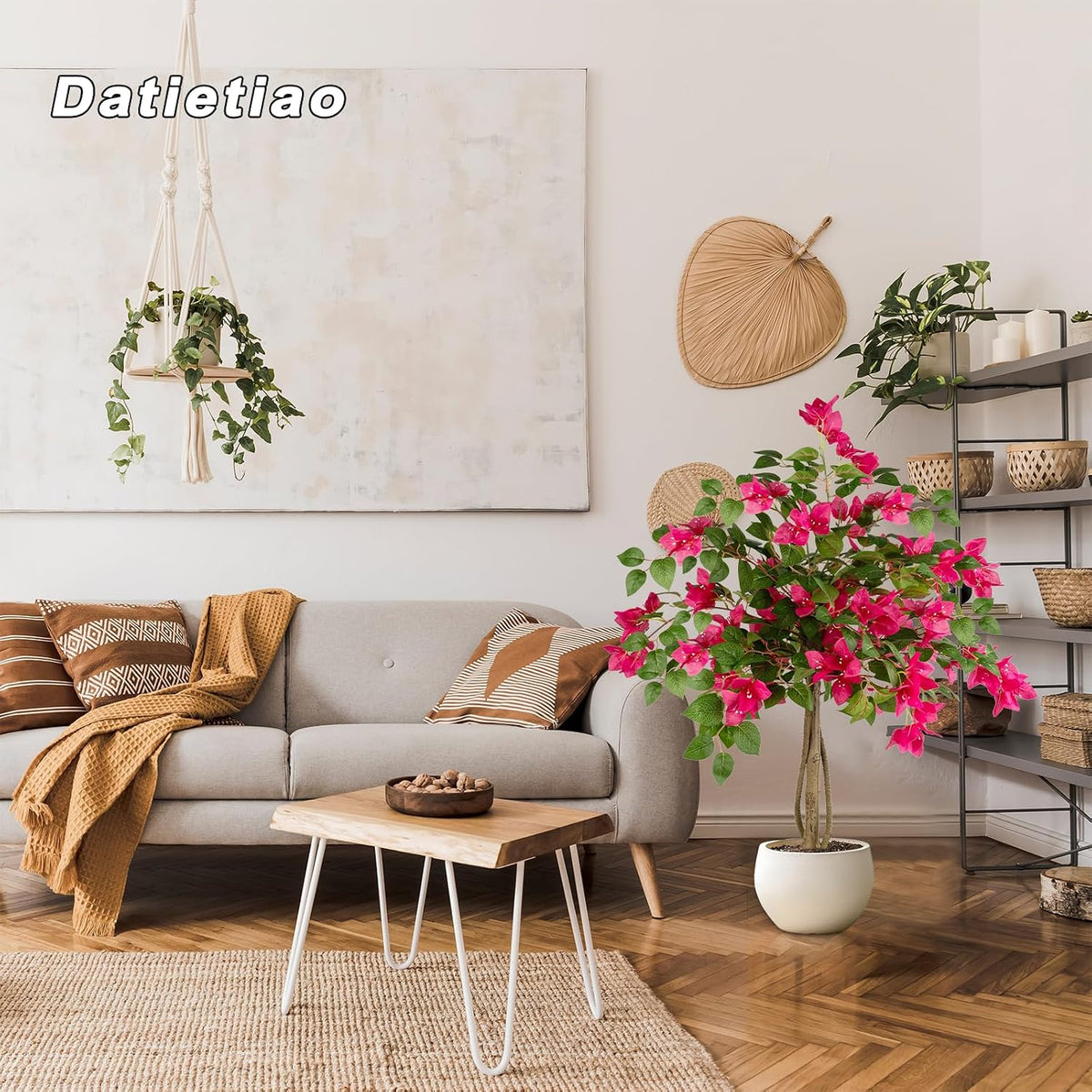 3FT Artificial Bougainvillea Tree with Lush Pink Flowers, Faux Potted Fake Pl...
