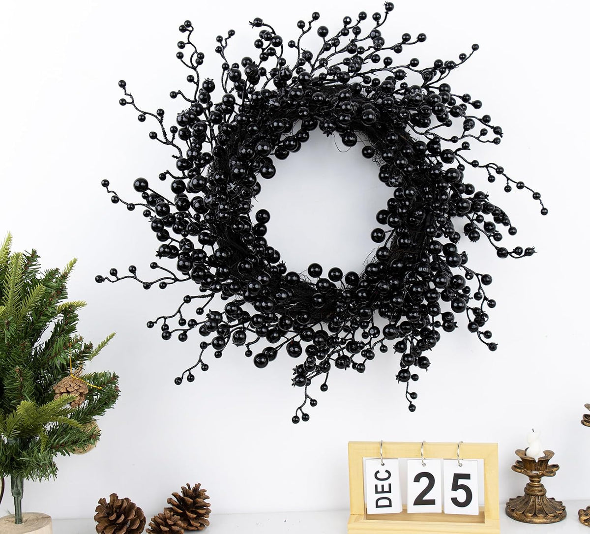 20 Inches Black Christmas Wreath Halloween Wreaths Halloween Berry Wreath