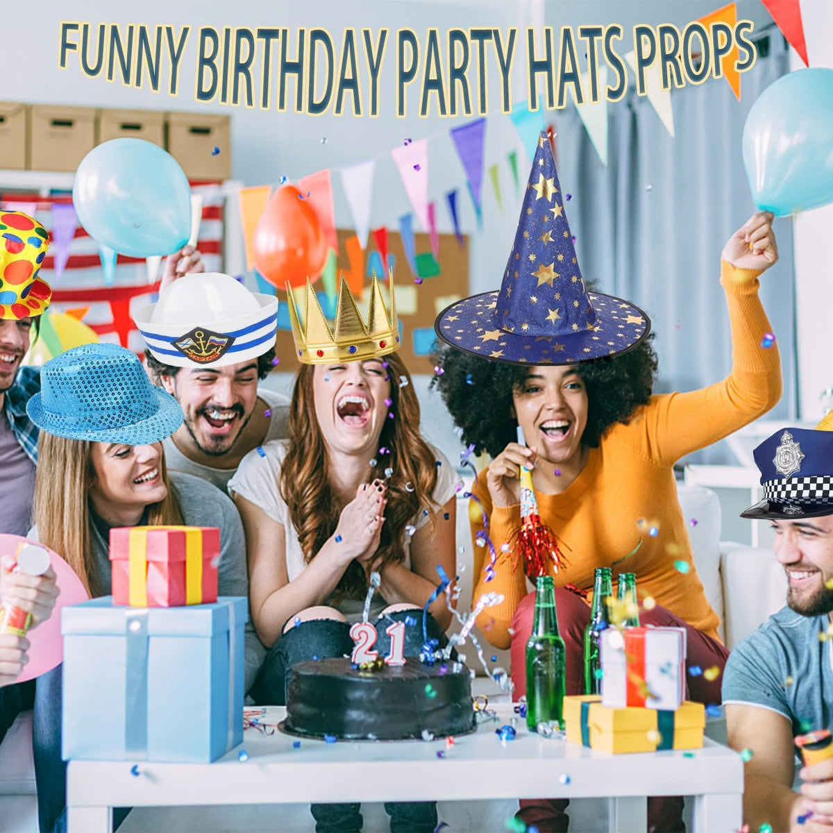 10 Assorted Funny Costume Hats, Crazy Party Hats, Silly Hats For Adults Teens...