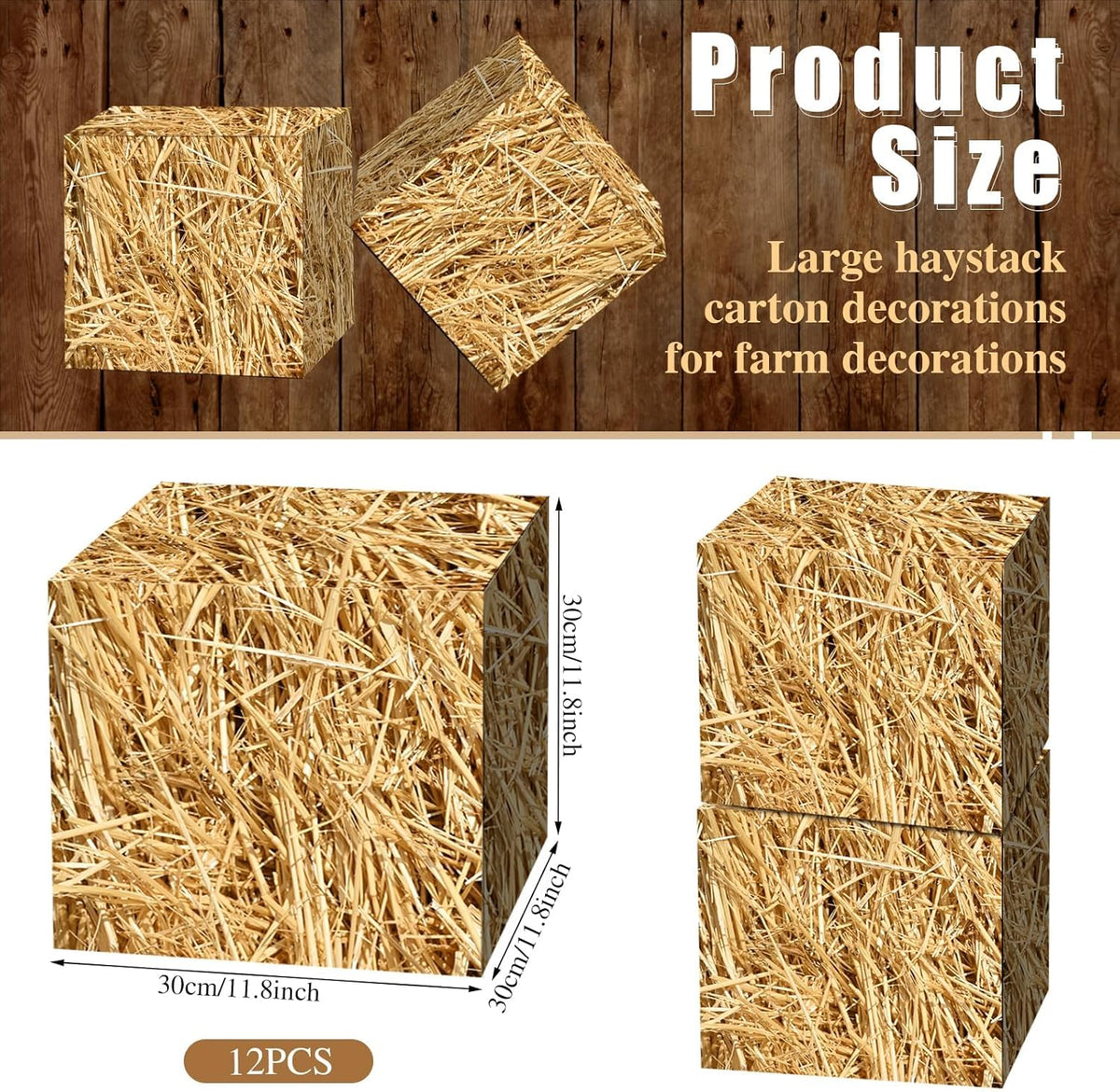 YLOLUL 12 Pcs Hay Bales Boxes Large Decor Bulk Western Cowboy Party Decoratio...
