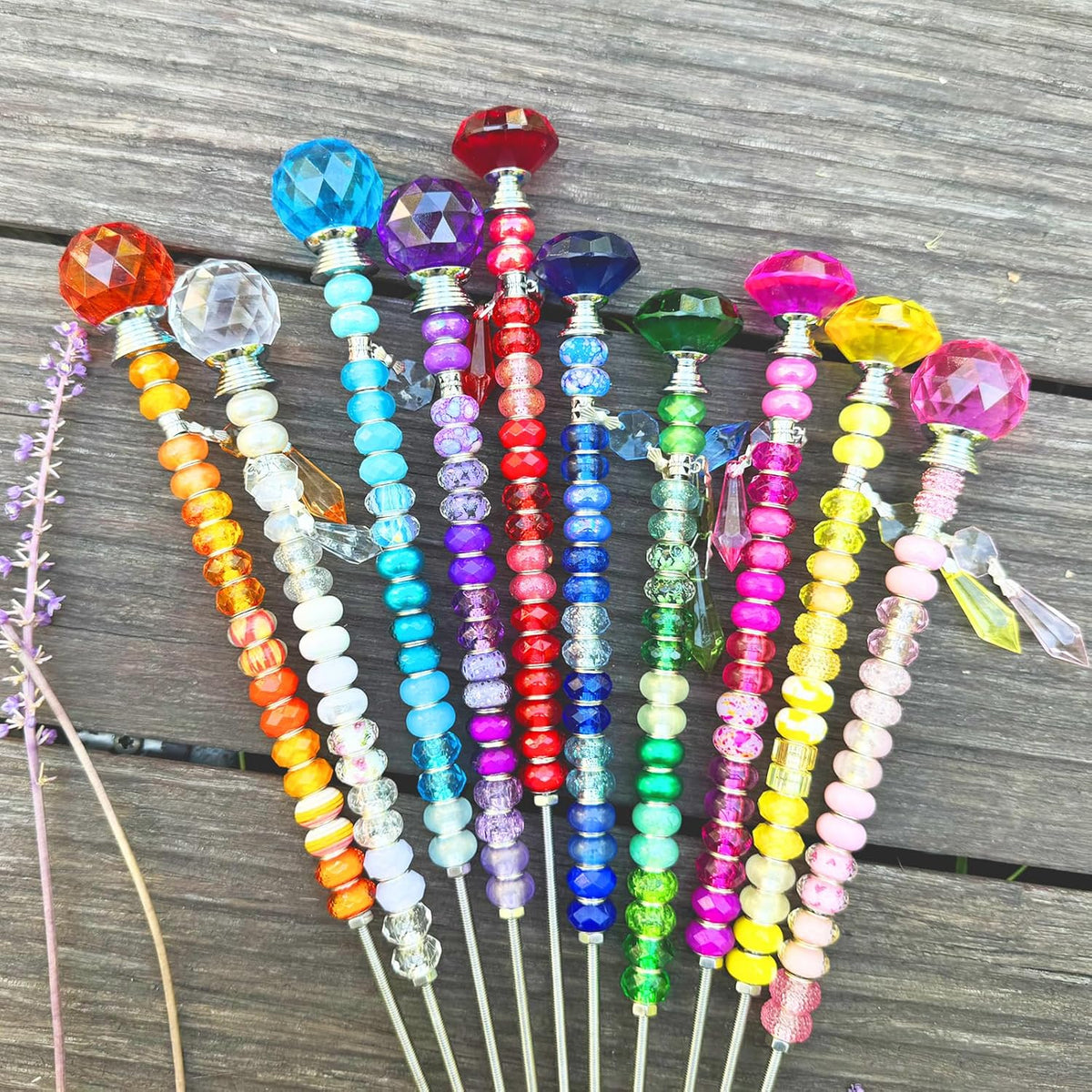 Exway 247 PCS DIY Fairy Wand Beaded Garden Stake Kits with Assortment Large H...