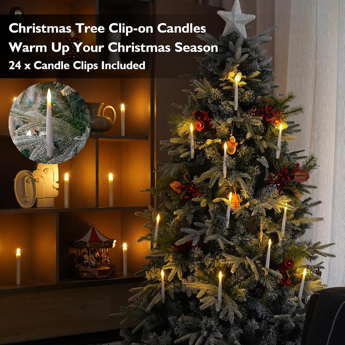Fanna Clip-on Christmas Tree Candles with Magic Wand Remote - 24 Pcs