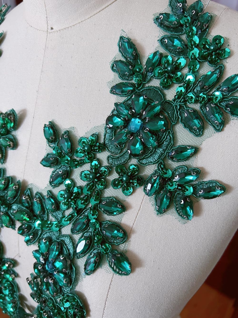1 Pair Rhinestones Lace Applique Accessories Handsewing Glass Beads Stones Tr...