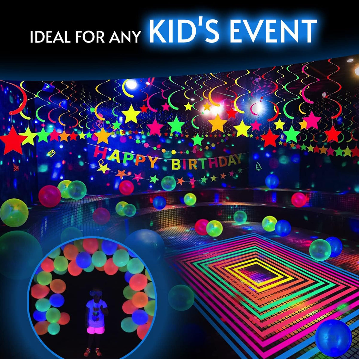 Glow King Black Light Reactive Neon Balloons | Glow In The Dark Latex Balloon...