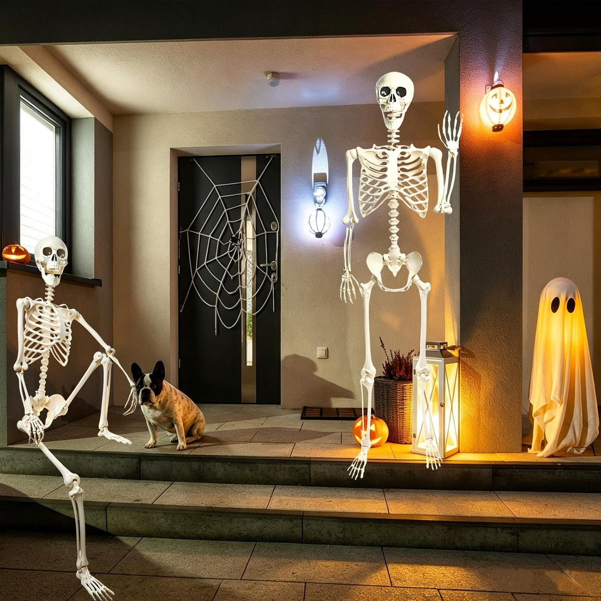 5.4FT Life Size Posable Halloween Skeleton Decorations, Full Body Realistic P...