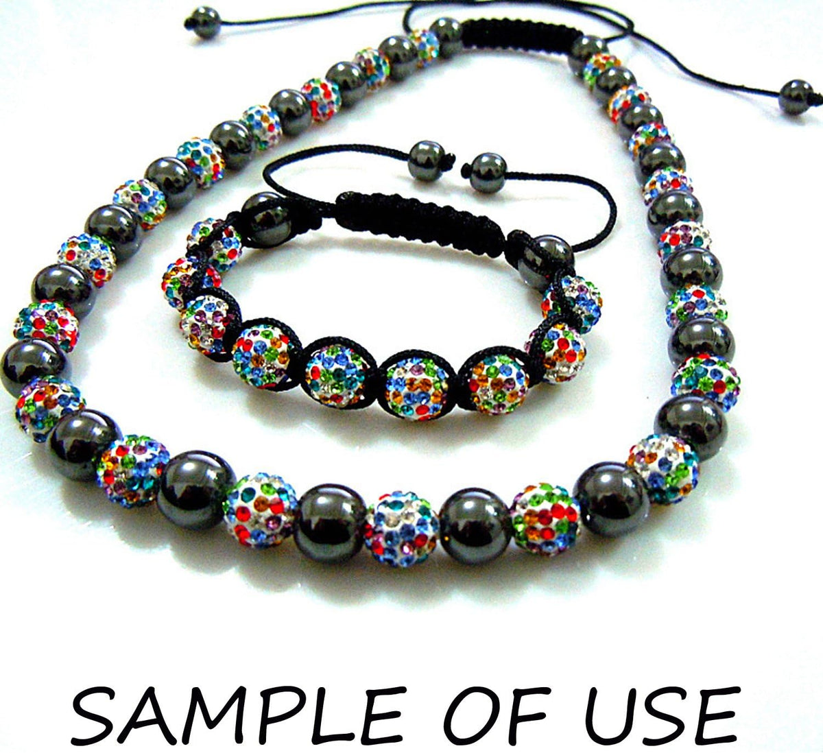 RUBYCA Stripes Czech Crystal Round Disco Ball Clay Beads fit Shamballa Jewelr...