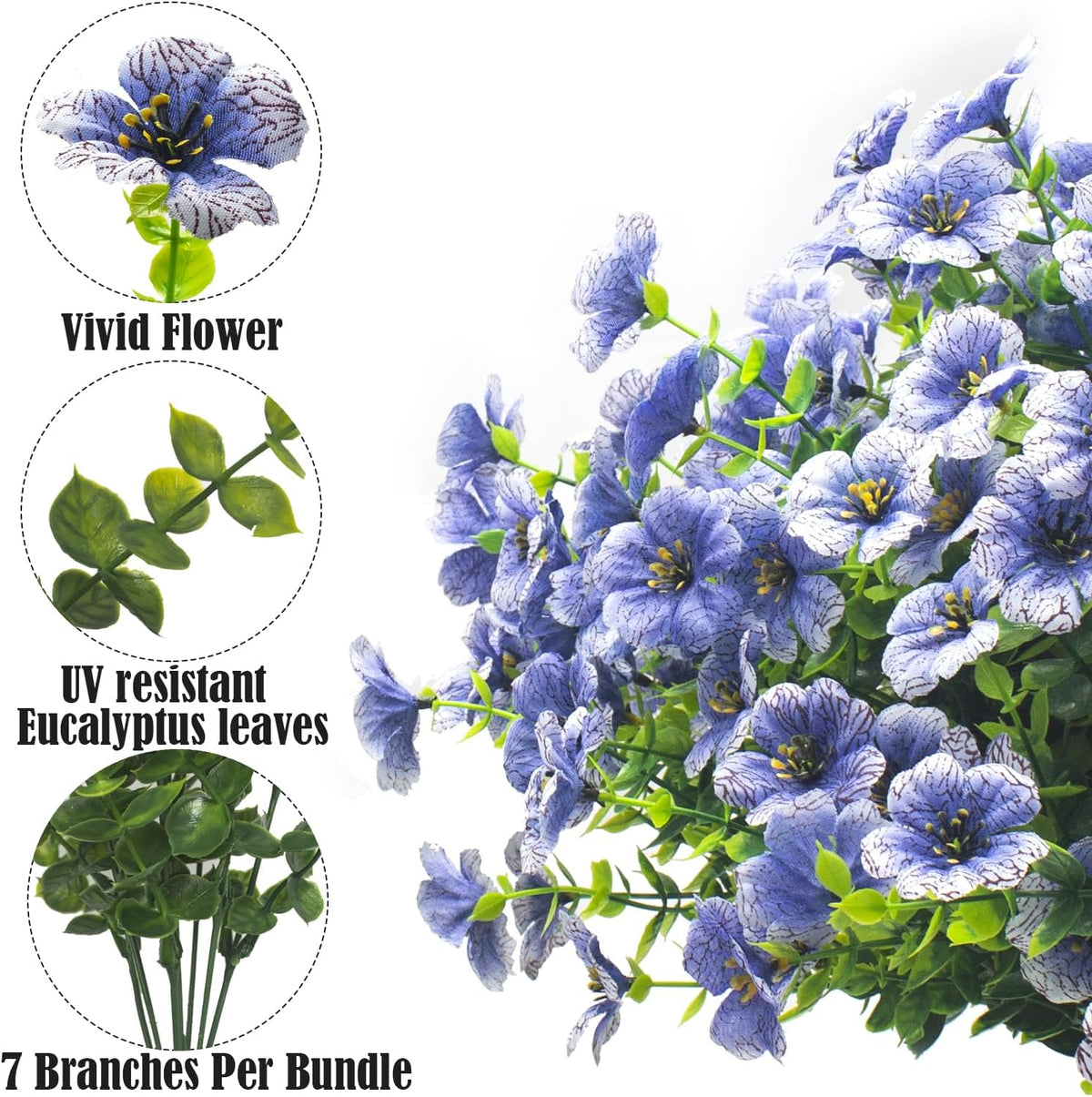 Grunyia Artificial Fake Flowers for Outdoor Spring Decoration, 16 Bundles Fau...