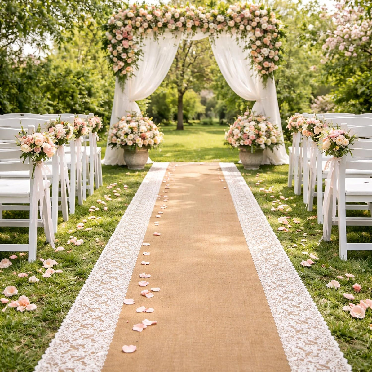 25Ftx36 in Natural Burlap Wedding Aisle Runner, Jute Weddings Runway Carpet