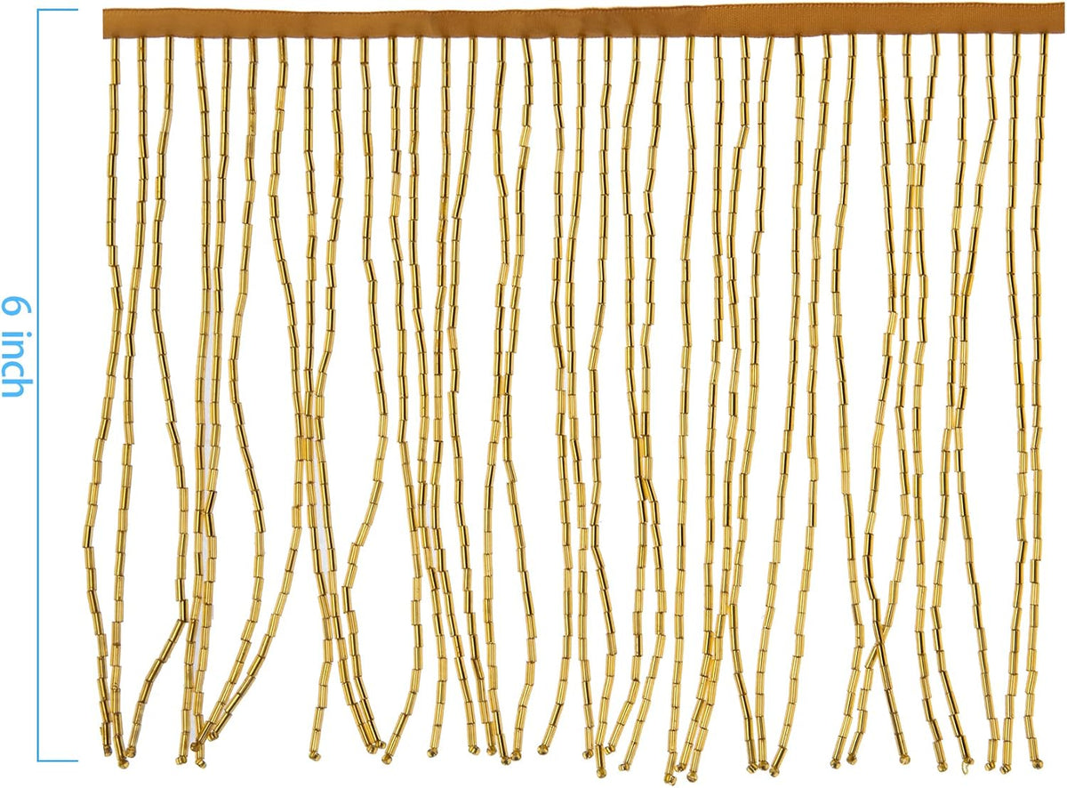 Beaded Fringe Trim,Ribbon Tassel Fringe Trim 6 Inch Wide 2 Yards Long for Cra...