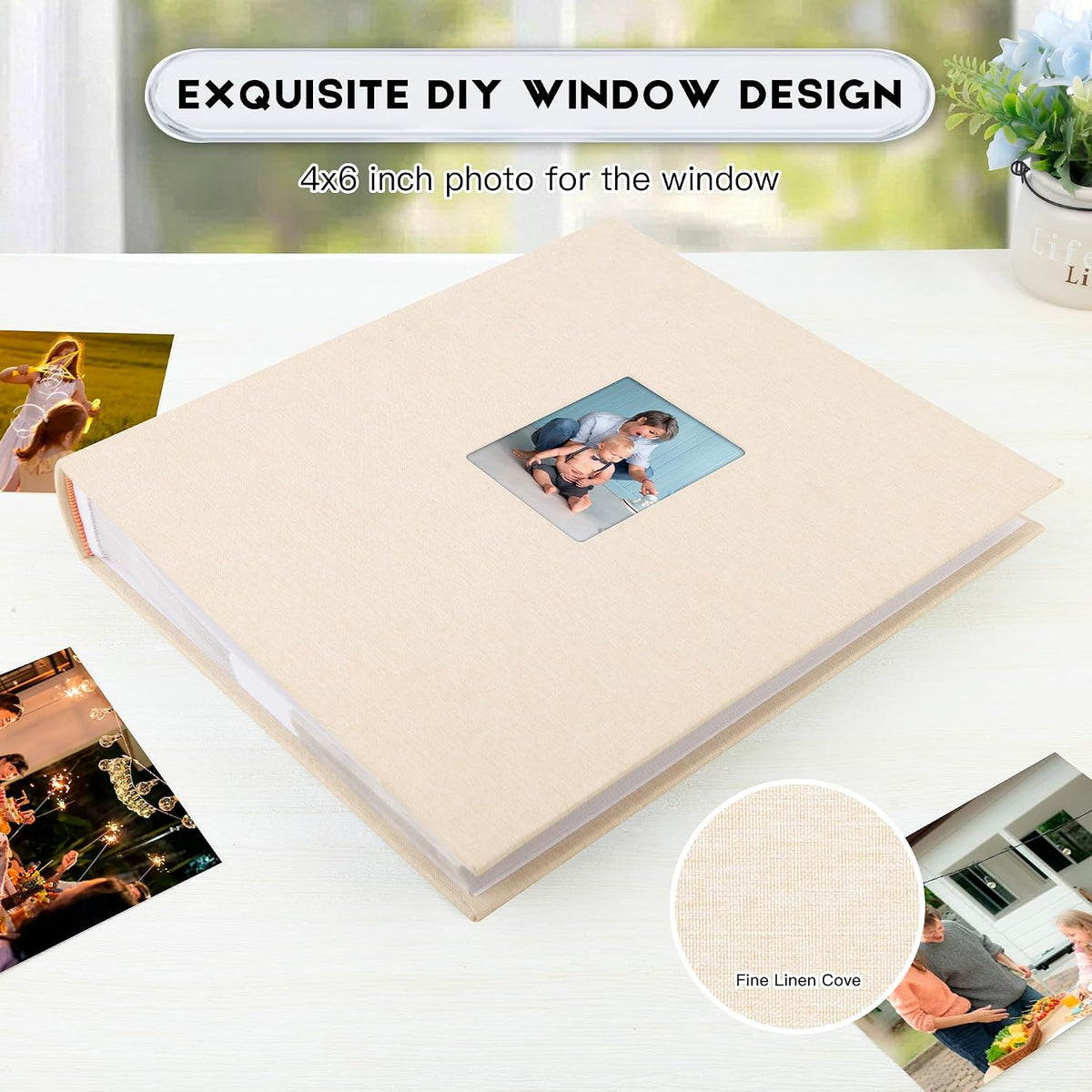 Photo Album 4x6 Vertical 600 Photos with Writing Space, Beige