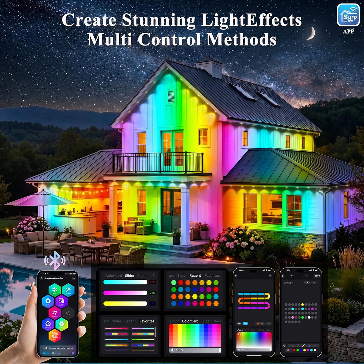 400FT Permanent Outdoor Lights, Smart RGB+IC Eaves Lights for House, App &...