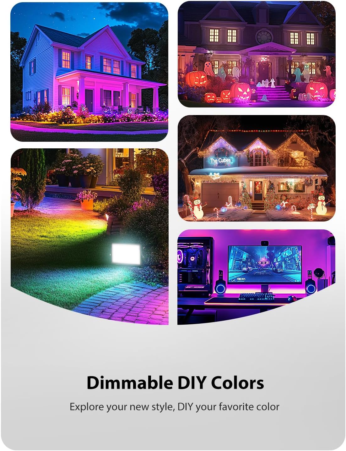 Onforu LED Flood Light Outdoor 300W Equivalent, 30W Color Changing RGBW Flood...