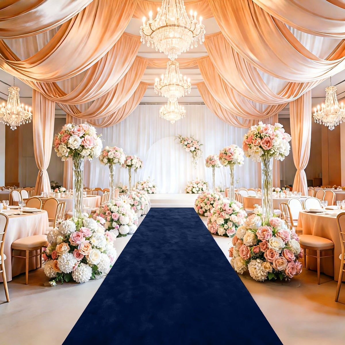 FUHSY Navy Blue Aisle Decorations for Wedding Ceremony 4FT Wide Aisle Runner ...
