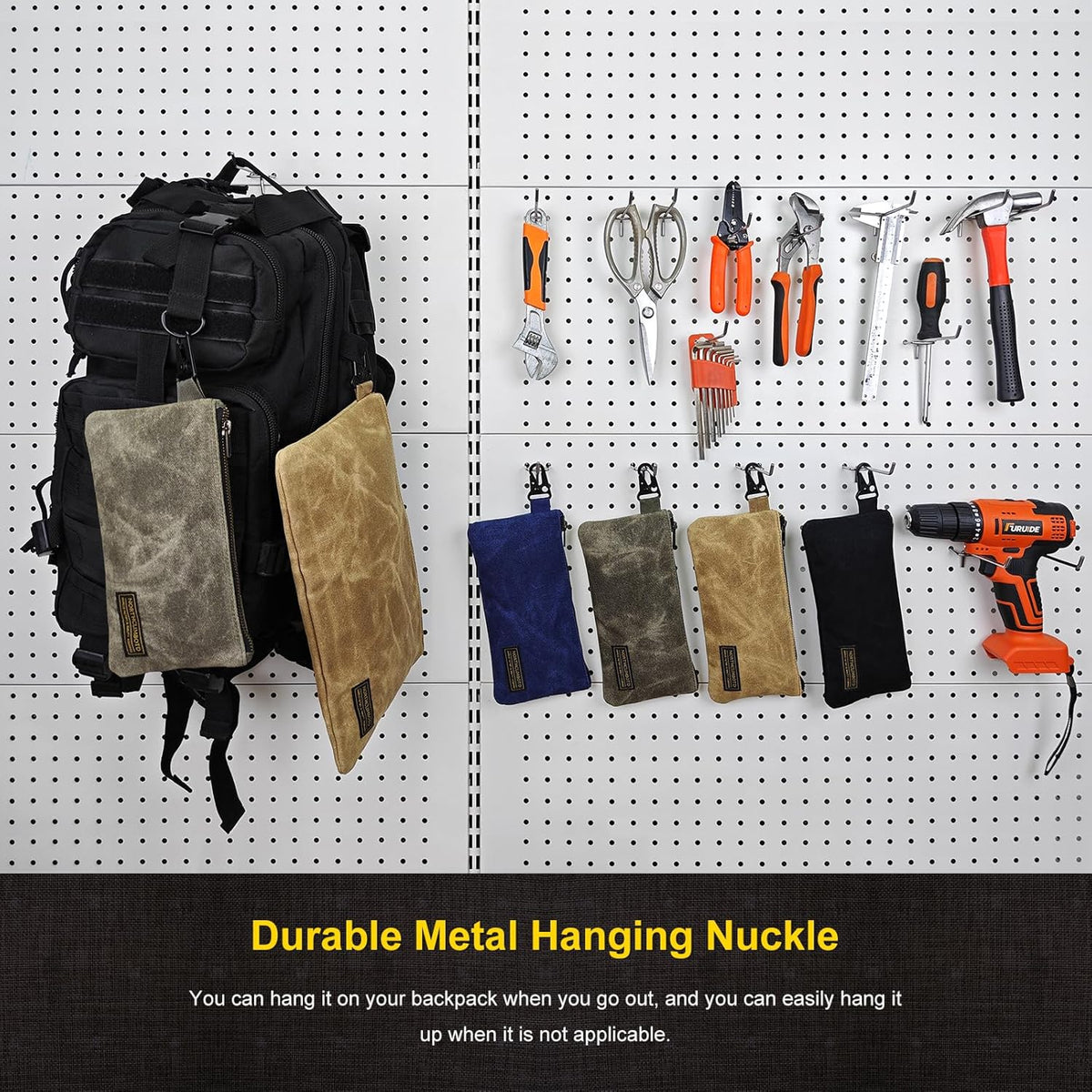 Heavy-Duty Canvas Tool Bag, Multipurpose Storage Pouch, Pouches for Organizat...