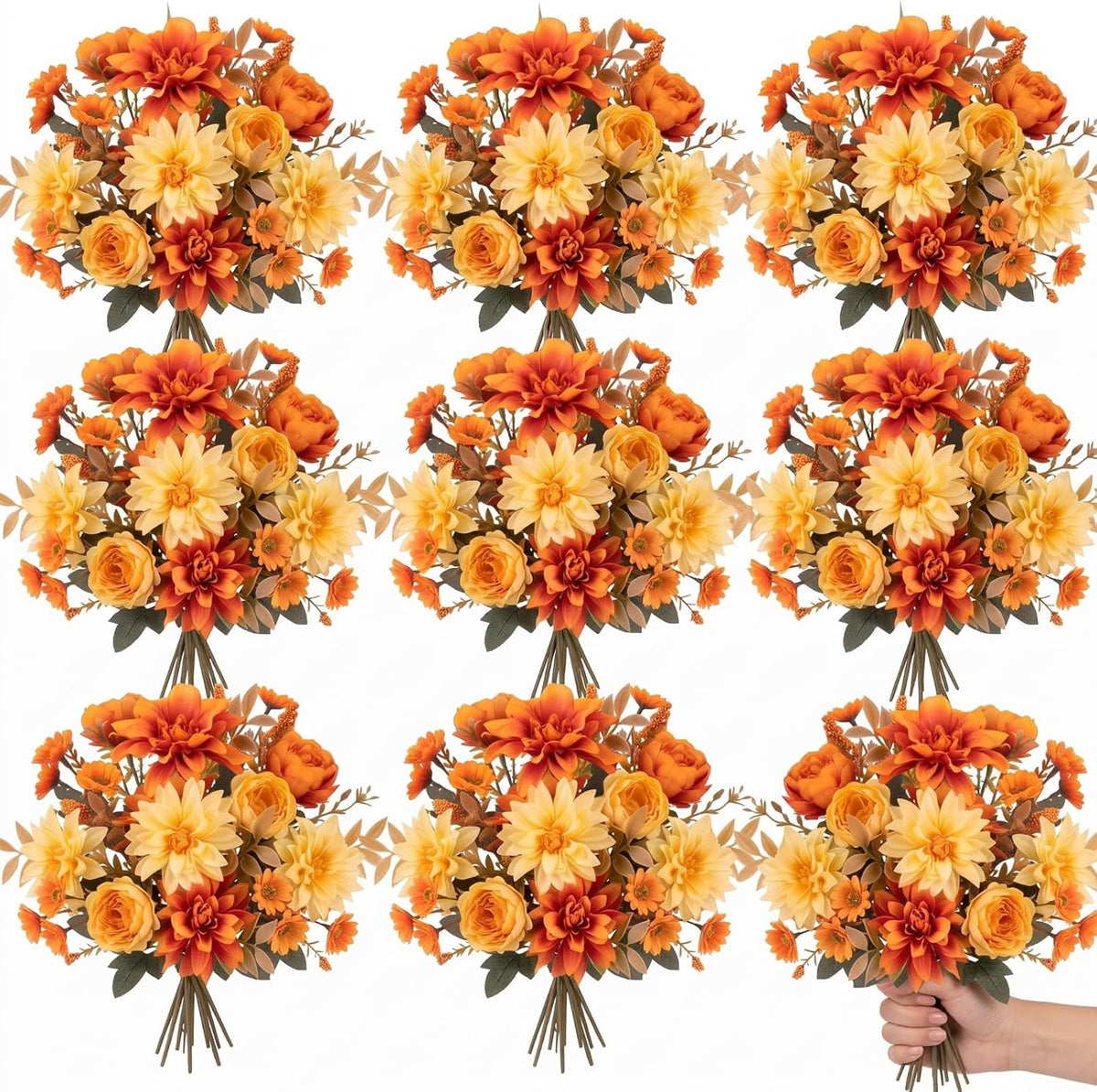 8 Bundles Fall Artificial Flowers Bouquet