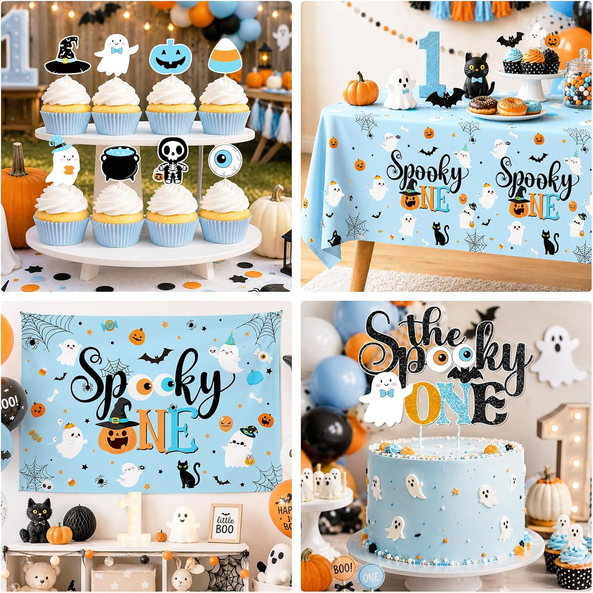 Spooky One Birthday Decorations Boy,123pcs Halloween 1st Birthday Party Decor...