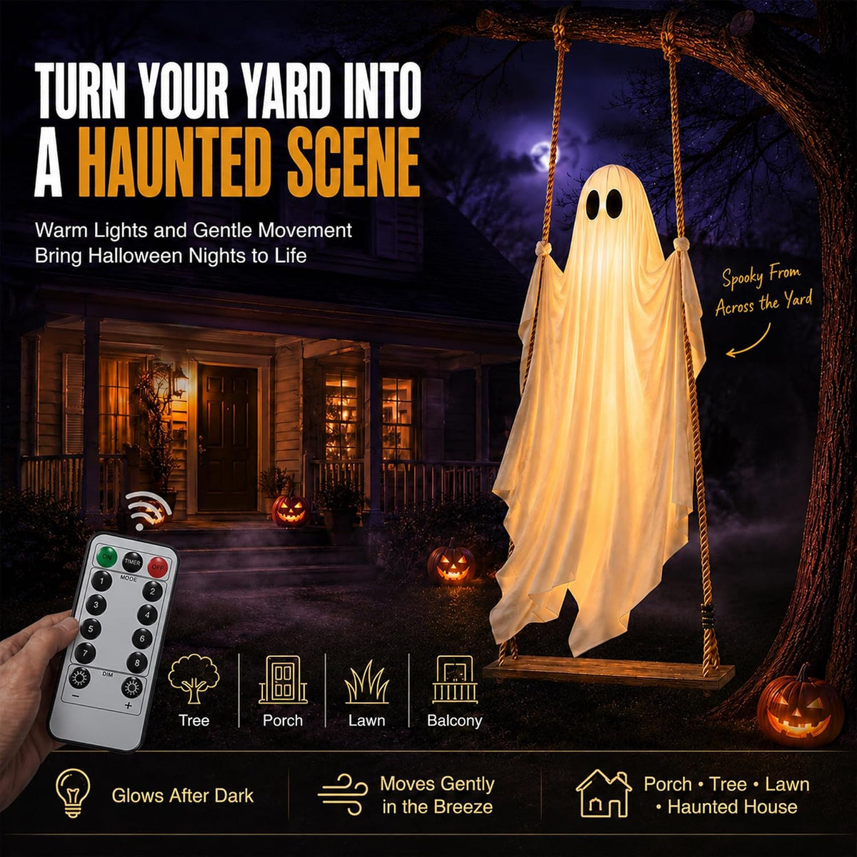 Halloween Decorations Outdoor-6.5FT Large Garden Decor Lights for Swinging Gh...