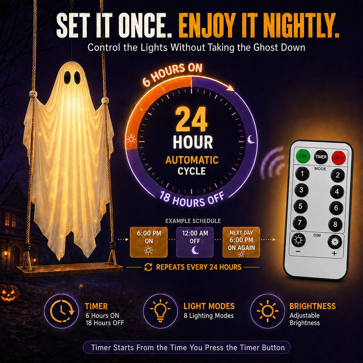 Halloween Decorations Outdoor-6.5FT Large Garden Decor Lights for Swinging Gh...
