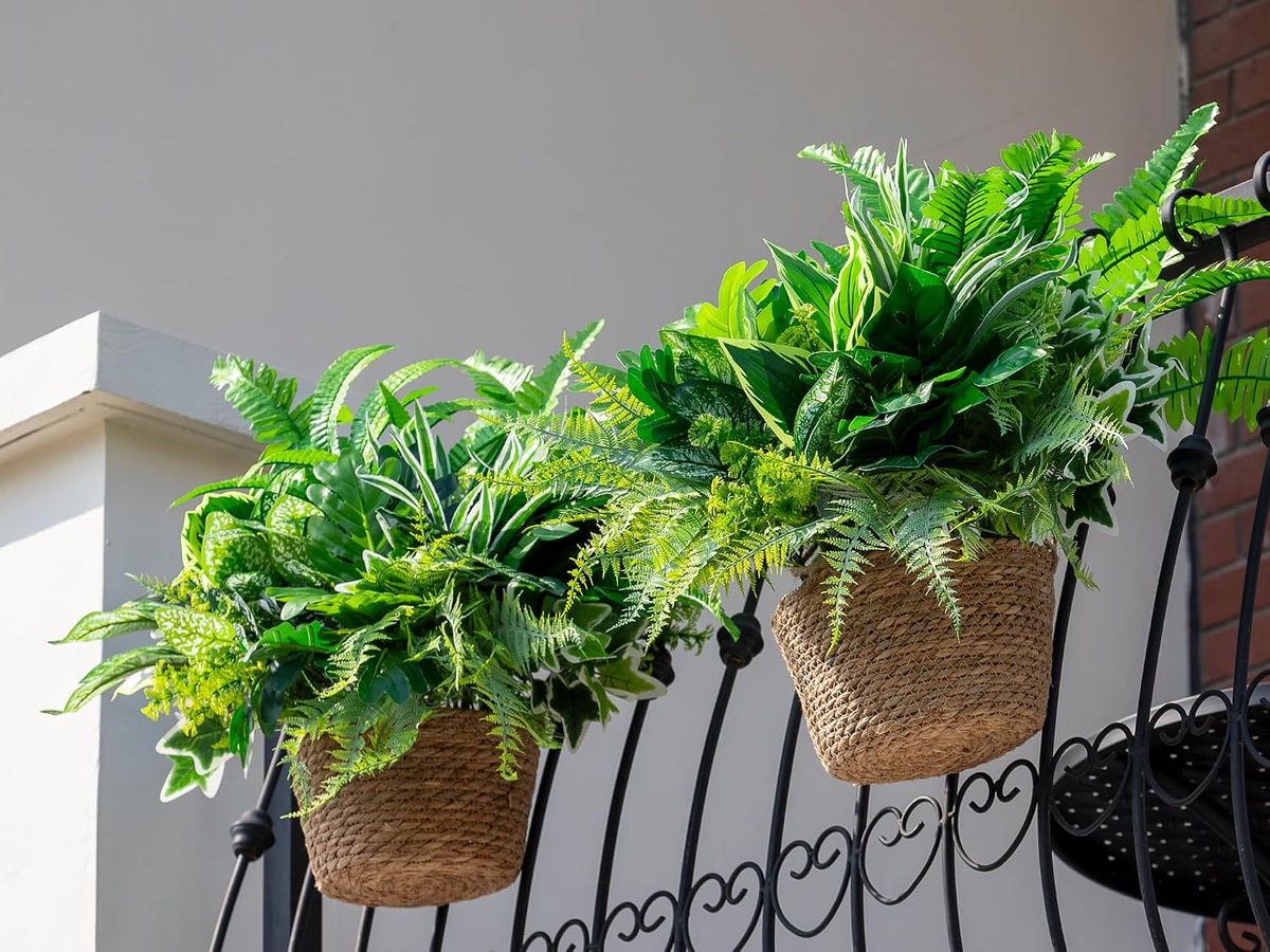 14PCS Artificial Plants Outdoor, Faux Fern Flower Greenery Stem for Outside