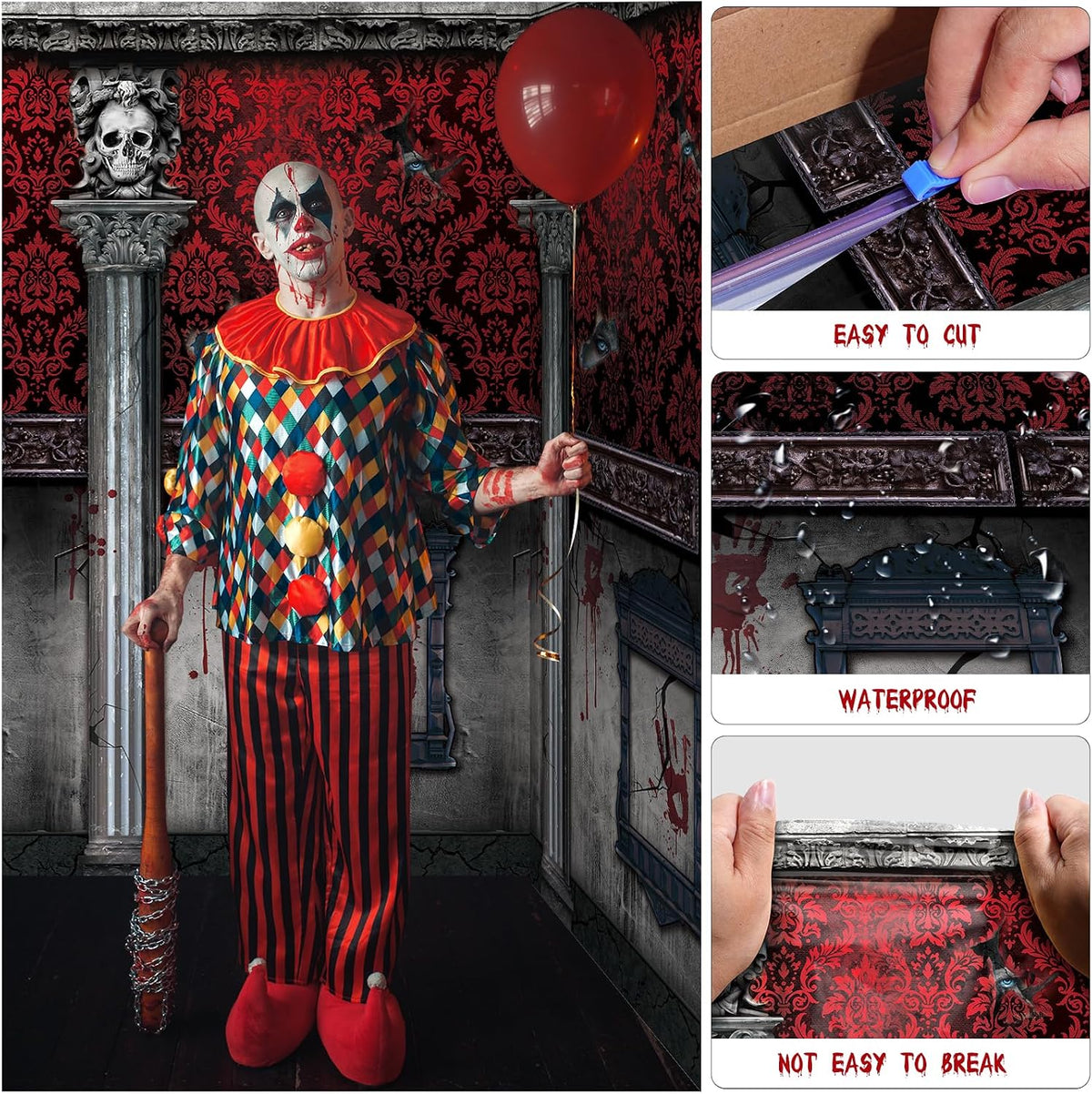 100Ft Halloween Haunted Mansion Backdrop Roll Decorations, Gothic Mansion Roo...