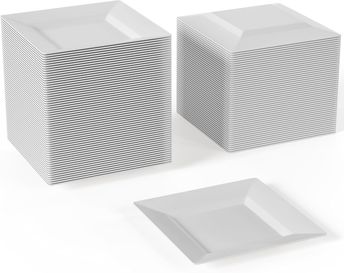 Exquisite Mini Disposable Appetizer Plates - 100 Pack 4.5 In. x 4.5 In. White...