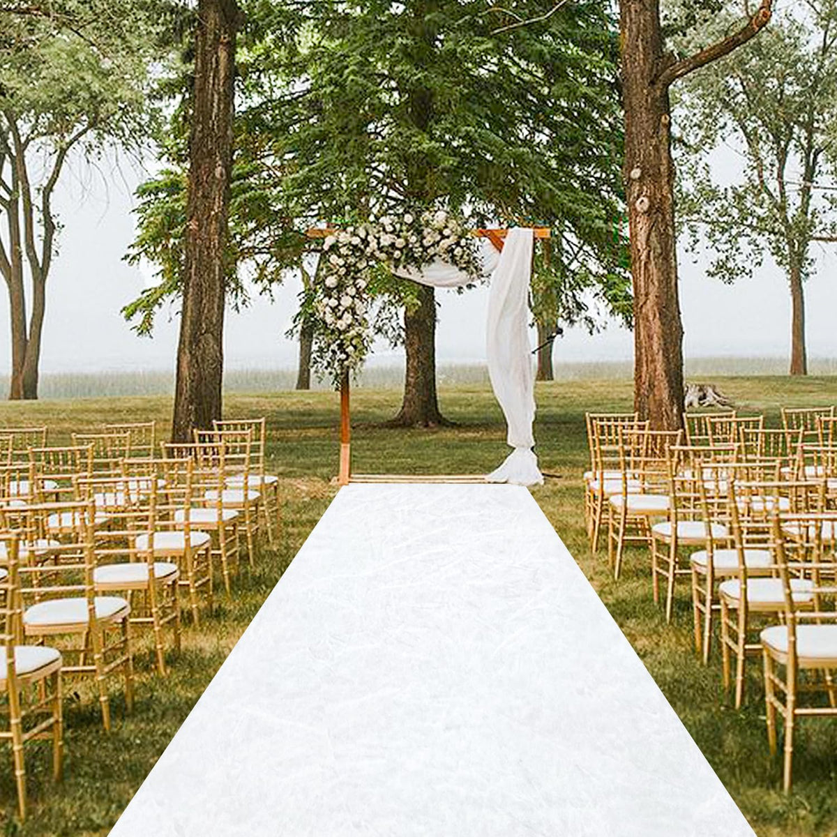 MODFUNS White Aisle Runner for Wedding Ceremony 4FTx25FT Velvet Fabric Runway...
