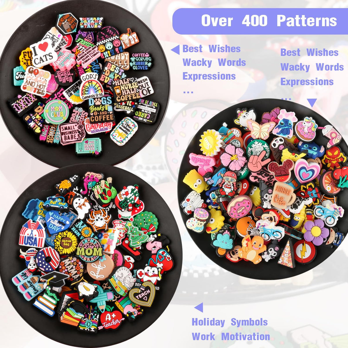110Pcs Non-Repeat Cartoon Silicone Focal Beads for Pens, Random Focal Beads B...