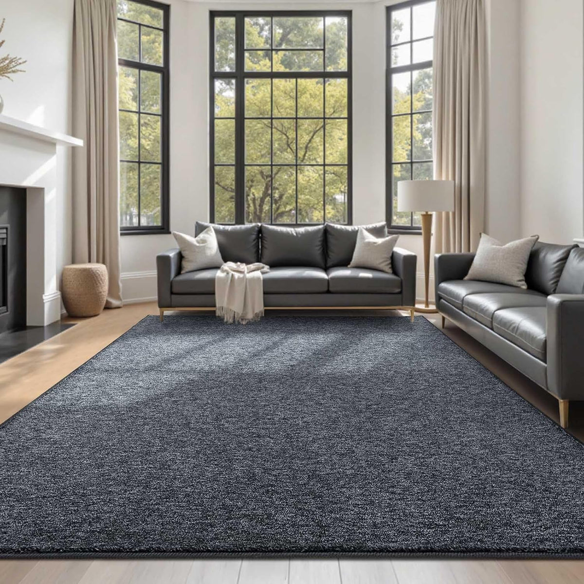 5x7 Grey Area Rug Non-Slip Washable Soft Thin for Living Room Bedroom