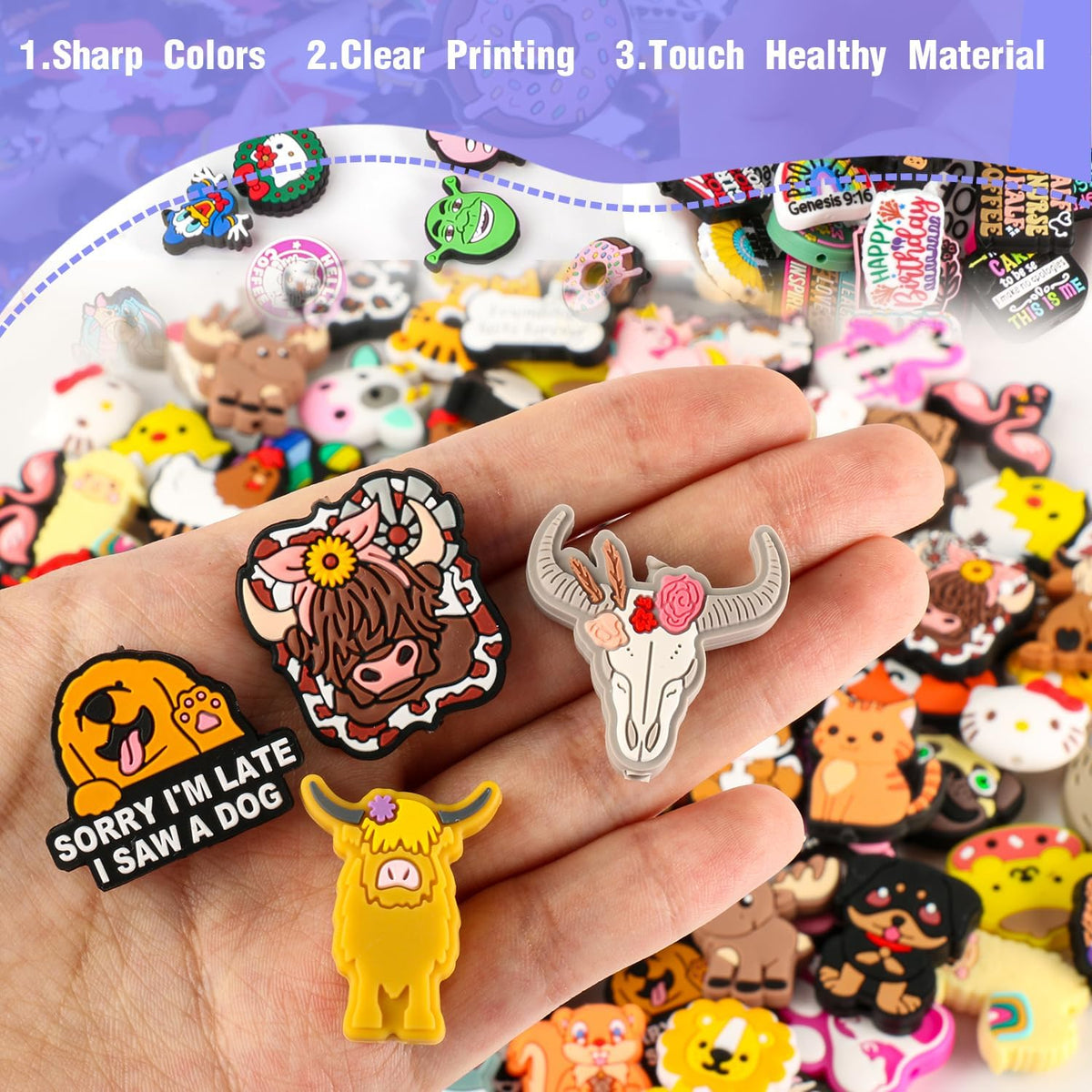 110Pcs Non-Repeat Cartoon Silicone Focal Beads for Pens, Random Focal Beads B...