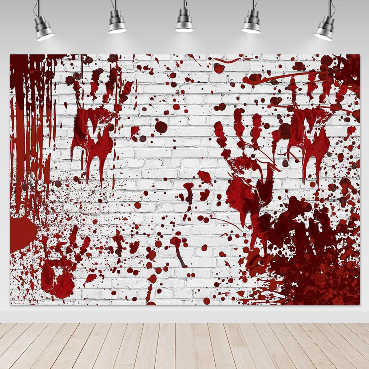 Mocsicka 10x8ft Halloween Backdrop Bloody Horror Scary Handprint Bloodstain S...