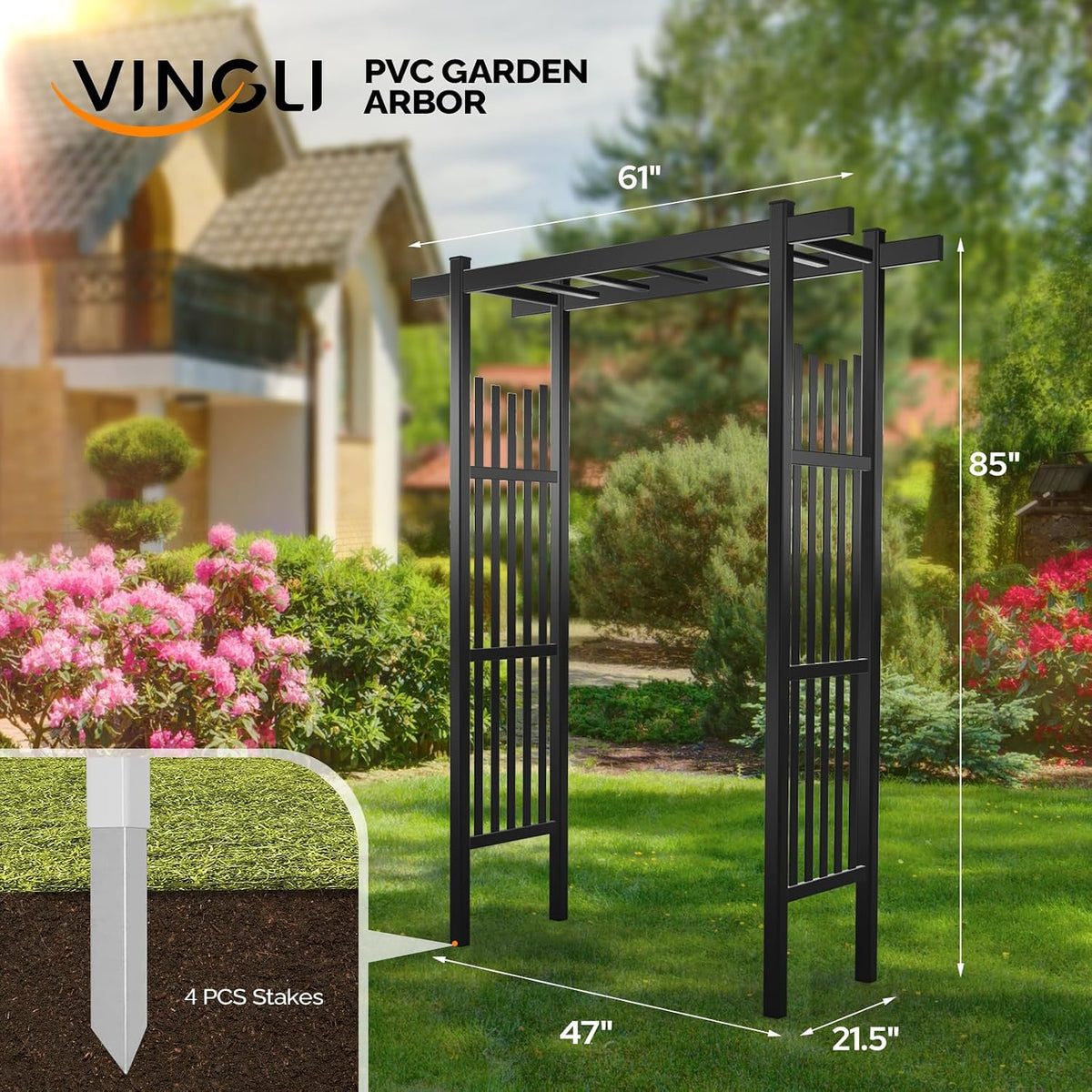 VINGLI Garden Arbor, PVC Wedding Arch for Ceremony Party, Garden Trellis for ...