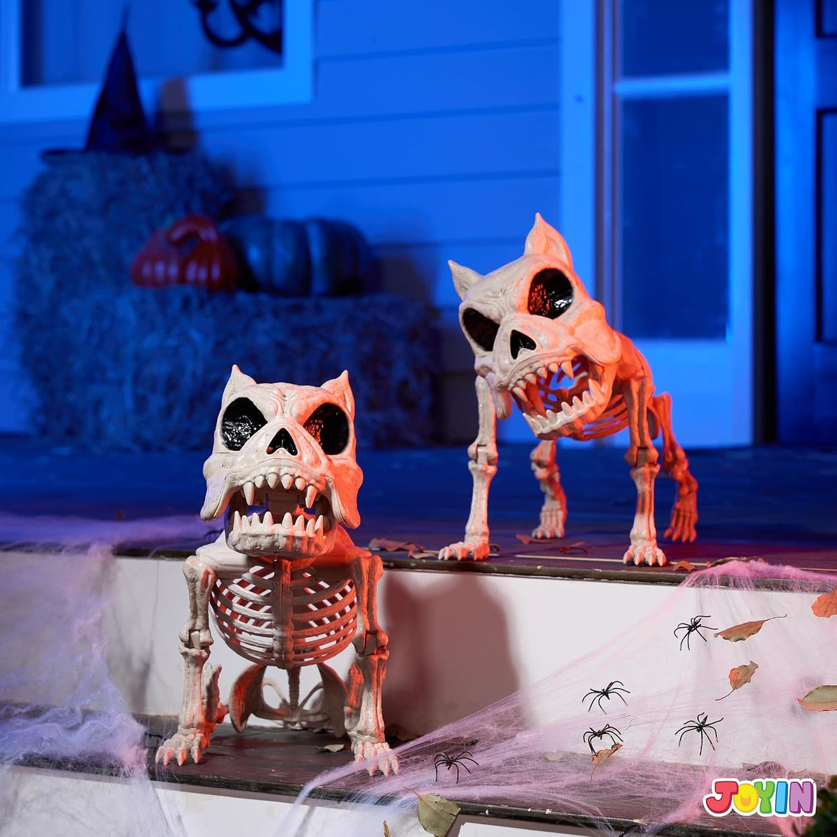 JOYIN 2 PCS 16" Poseable Dog Skeleton Halloween Decoration Animal Puppy ...