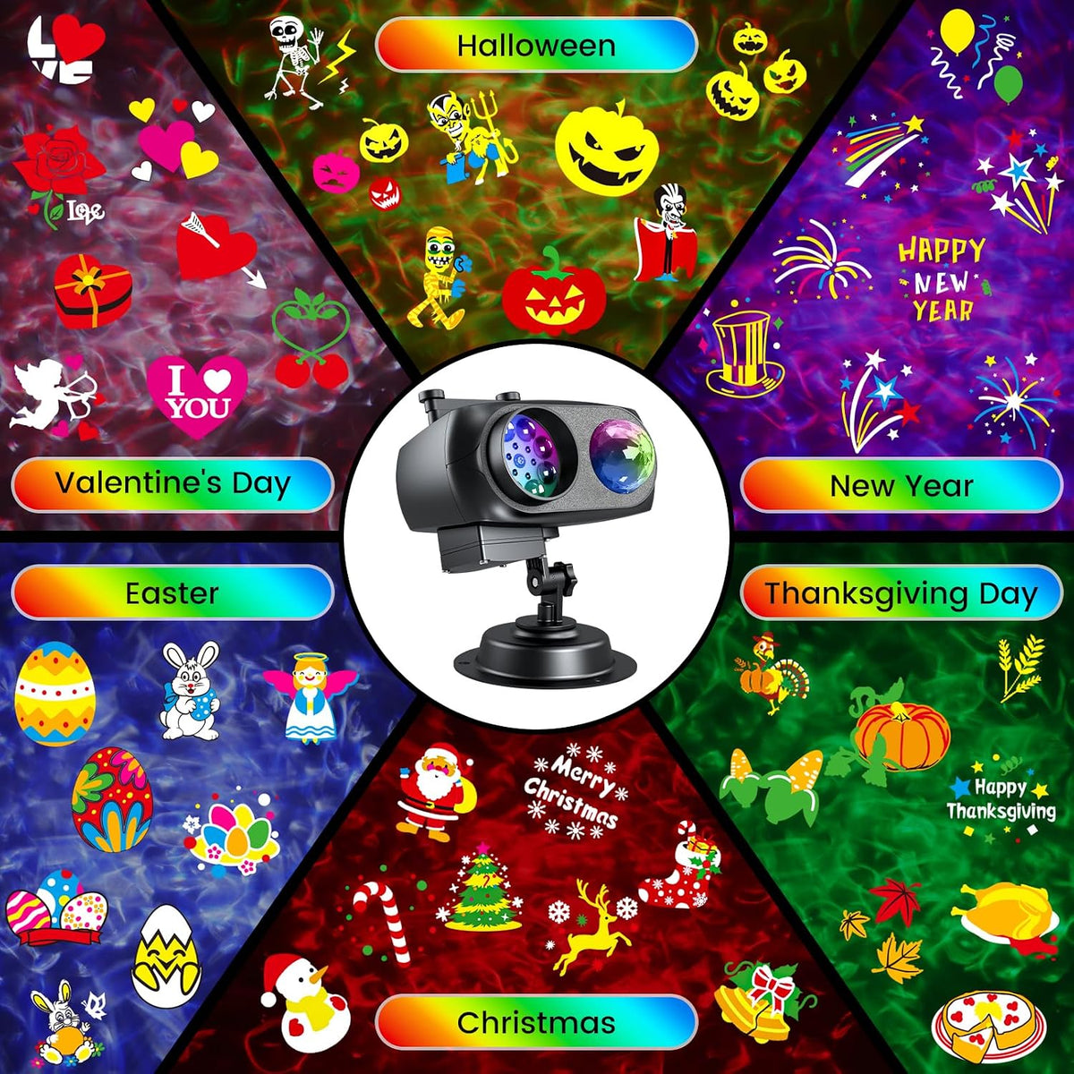 Halloween Christmas Projector Lights Outdoor,LED Projector Lights,2-in-1 Dual...