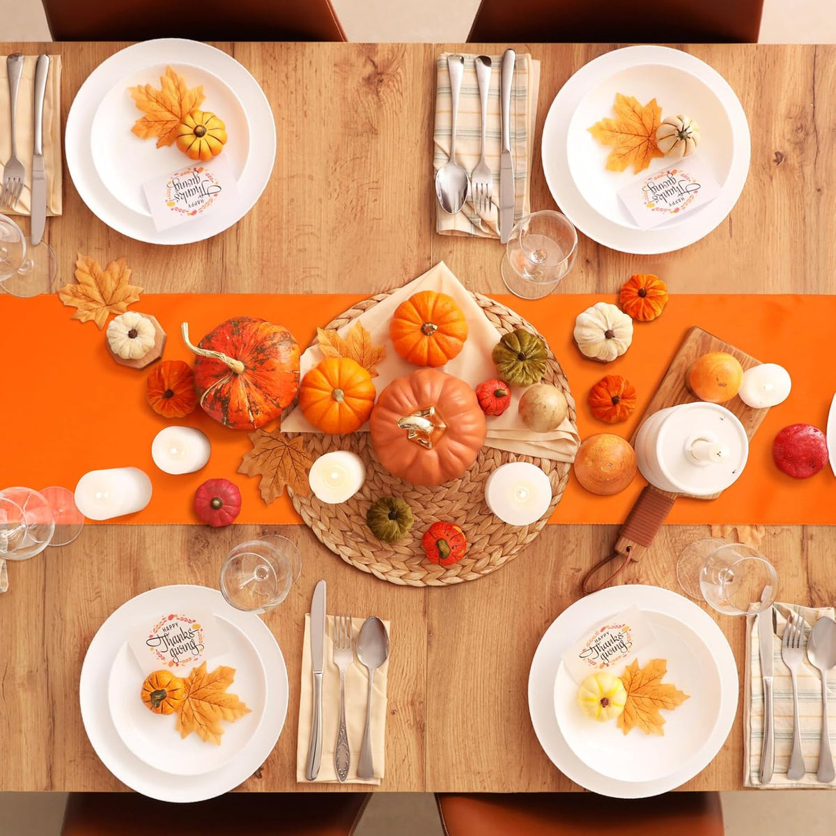 Bencailor 24 Pcs Orange Satin Table Runners Bulk, 12 x 108 Inch