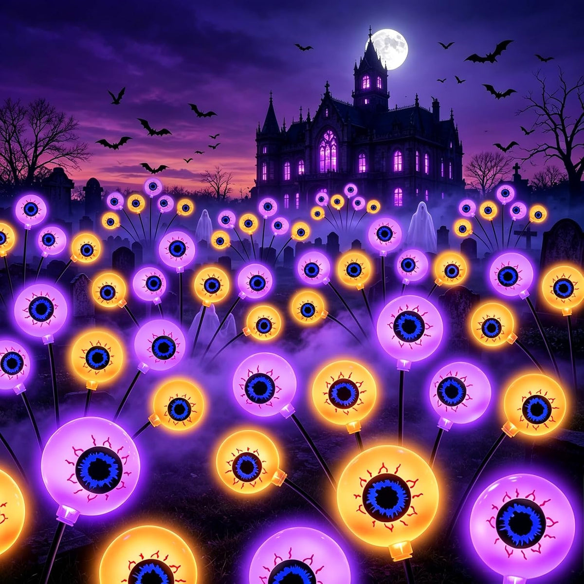 Halloween Decorations Outdoor, Scary Eyeballs Solar Garden Light, 4 Pack