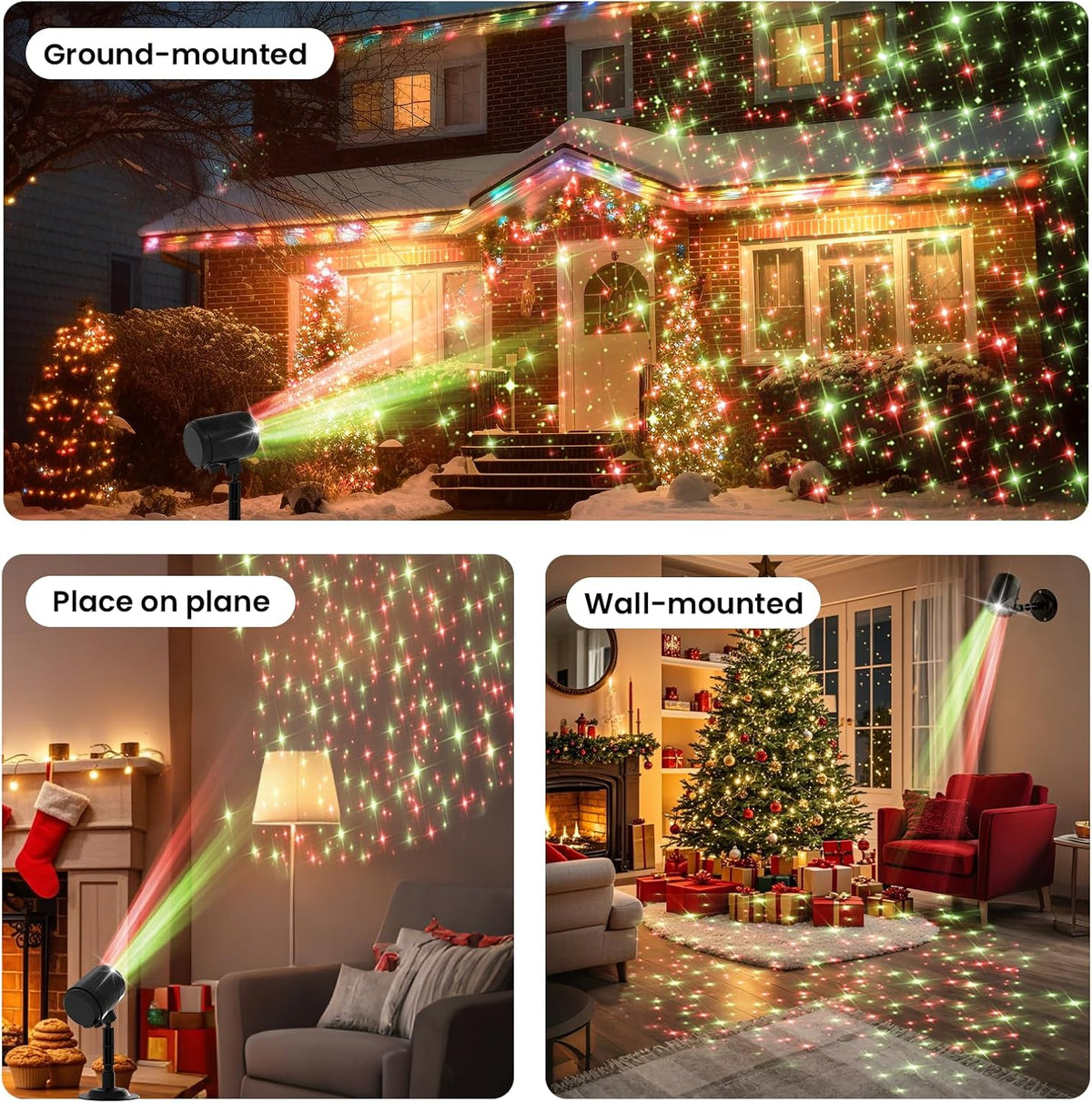 Christmas Projector Lights Outdoor, Moving Starry Sky Effects Light Show,RG