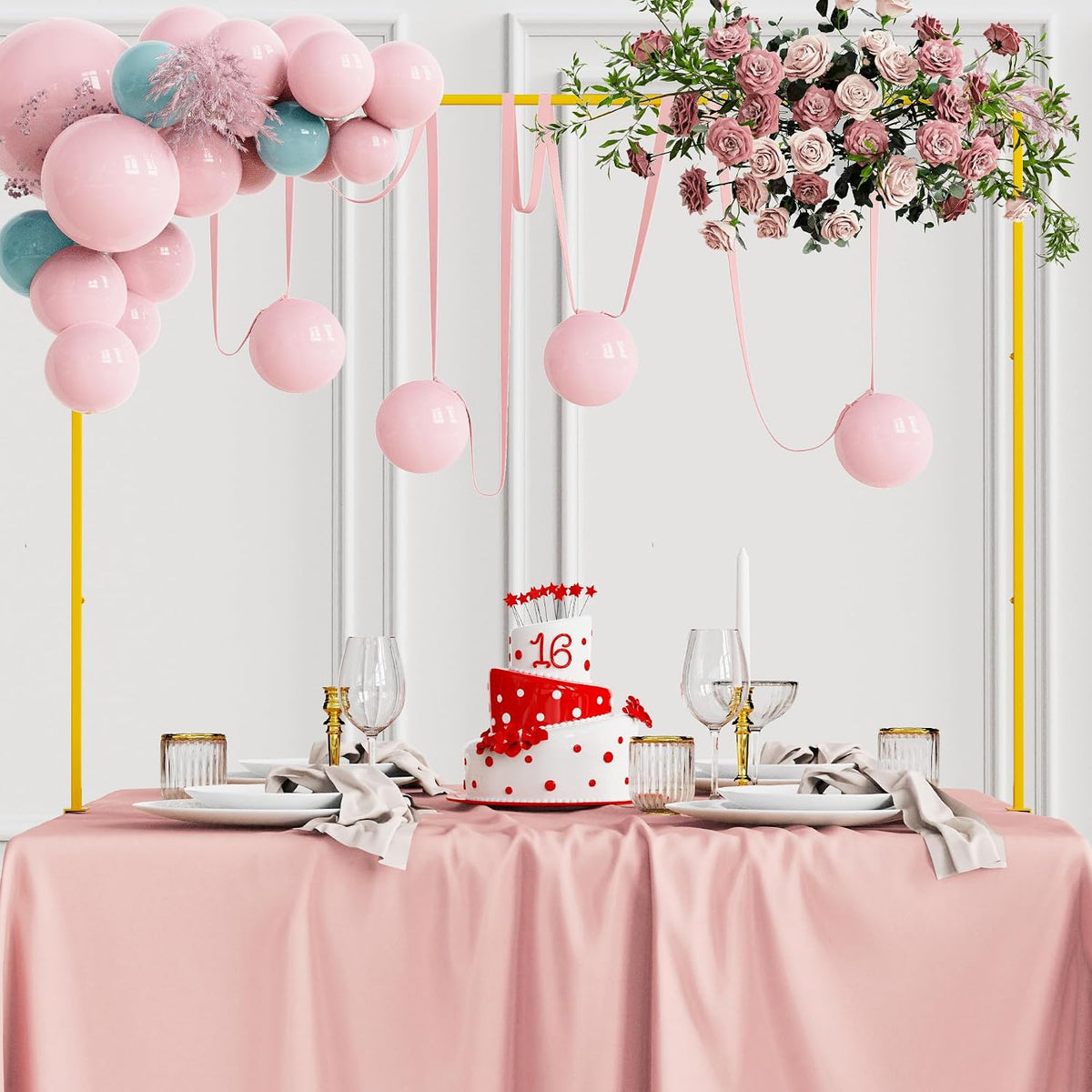 Fomcet Over The Table Rod Stand with Clamps Gold Adjustable Table Arch