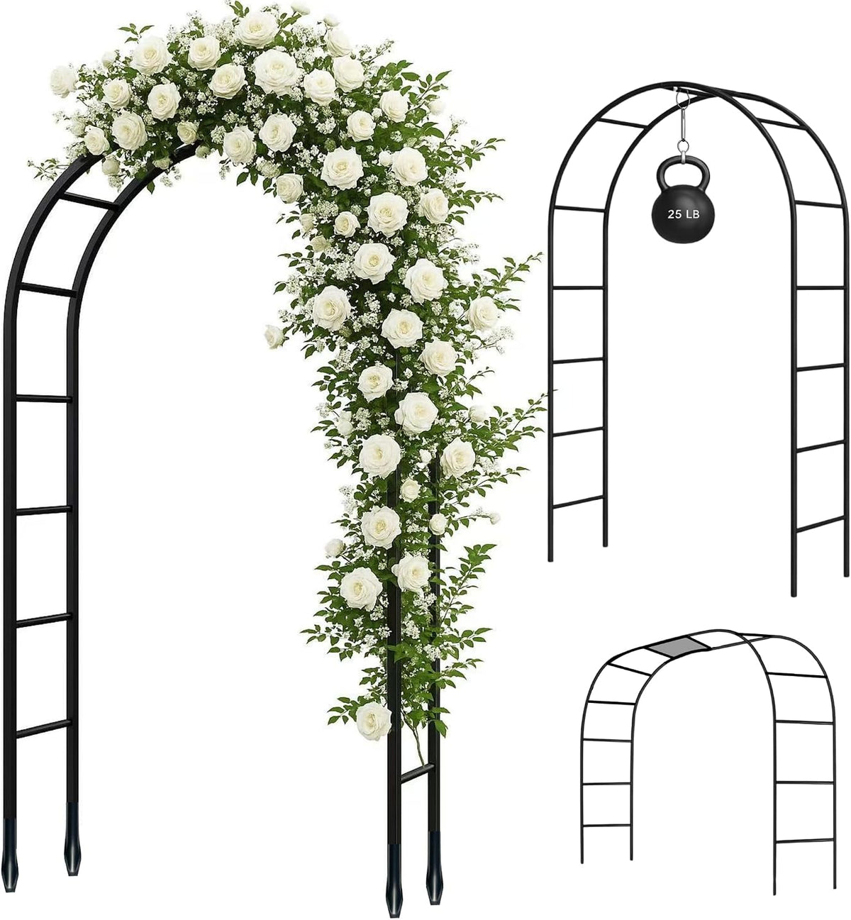 Thickened Tube Garden Arch,7.3ft Heavy-Duty Metal with 16mm Steel Tubes &...