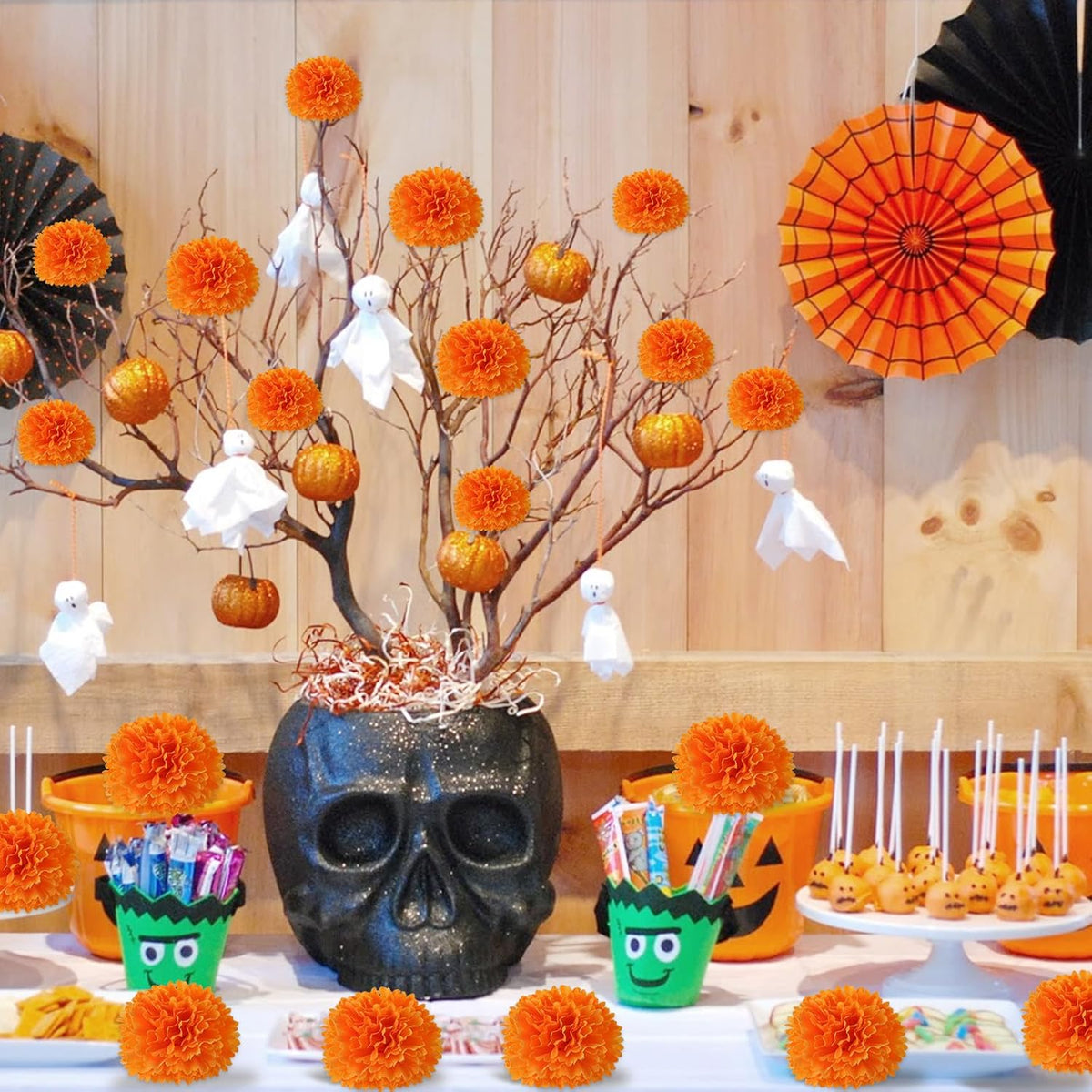 Hananona 201Pcs Artificial Marigold Flower Heads Bulk, Silk Marigold Bulk Fak...