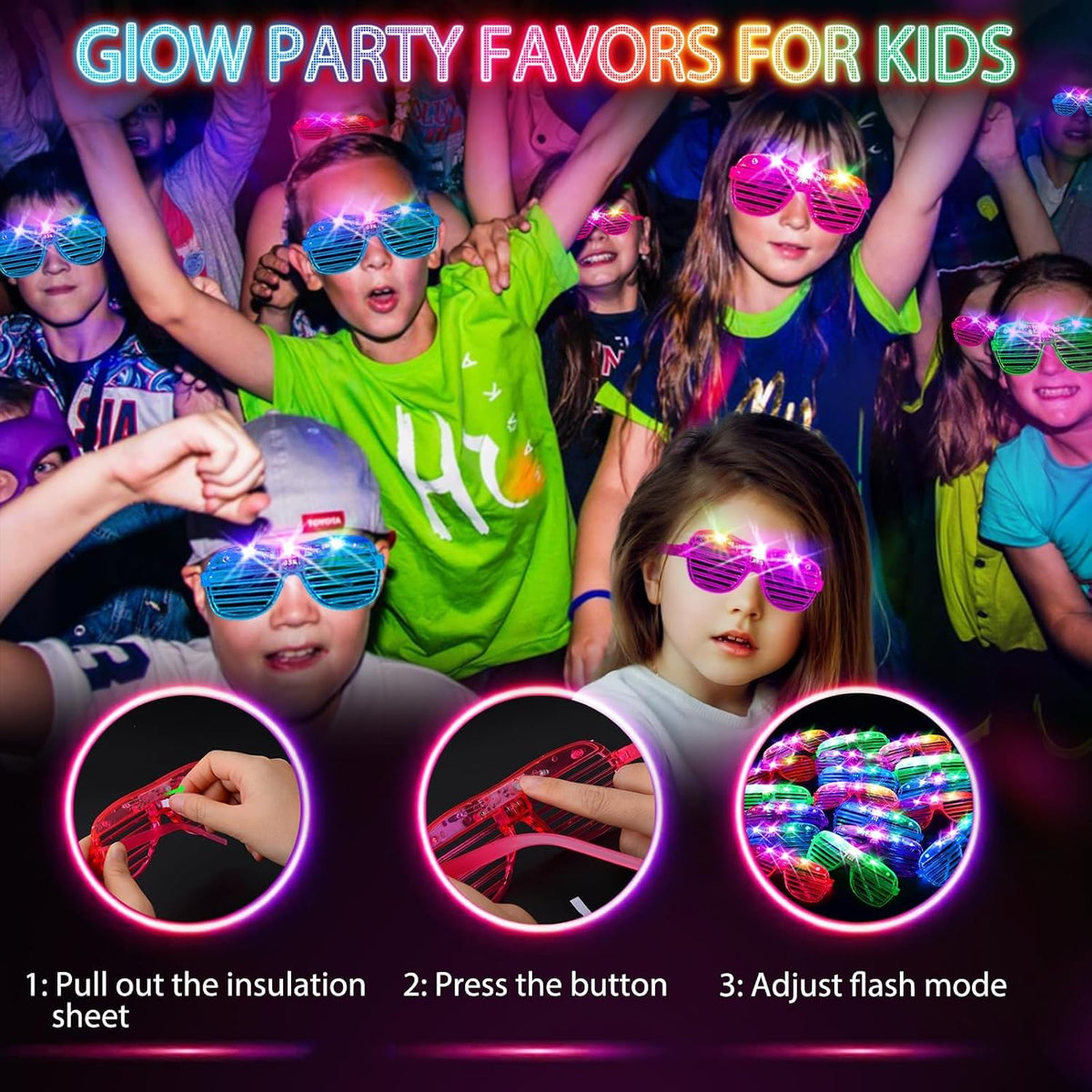 SHQDD 75PCS LED Glasses, Light Up Glasses, 5 Colors party glasses with 3 Ligh...