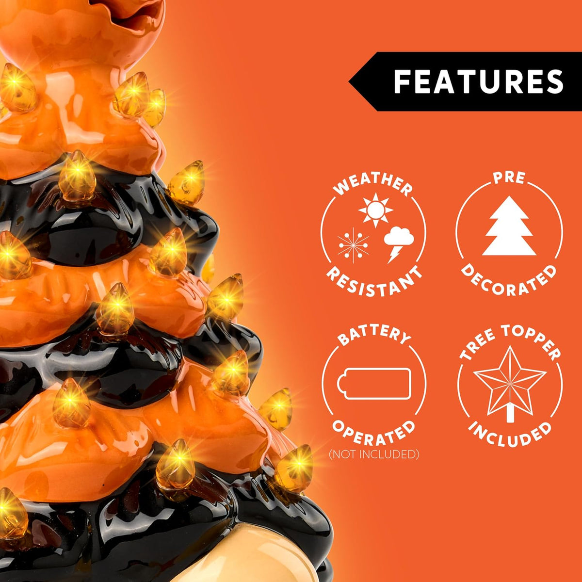 Joiedomi 8.5 inch Tall Halloween Decoration Pumpkin Gnome Ceramic Tree with B...