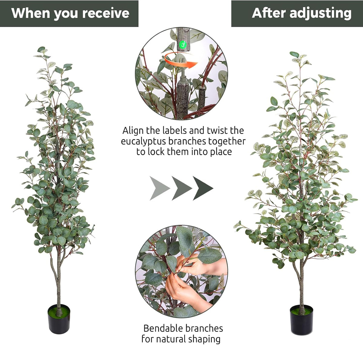 6FT Artificial Eucalyptus Tree, Faux Eucalyptus Trees with Woven Basket