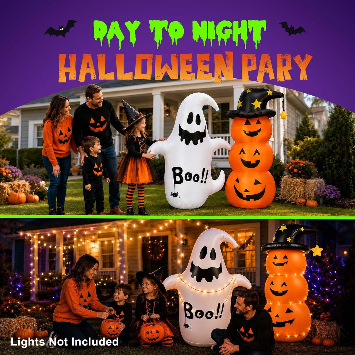 2PCS Inflatable Halloween Decorations Outdoor, 4FT Cute Blow Up Yard Decor