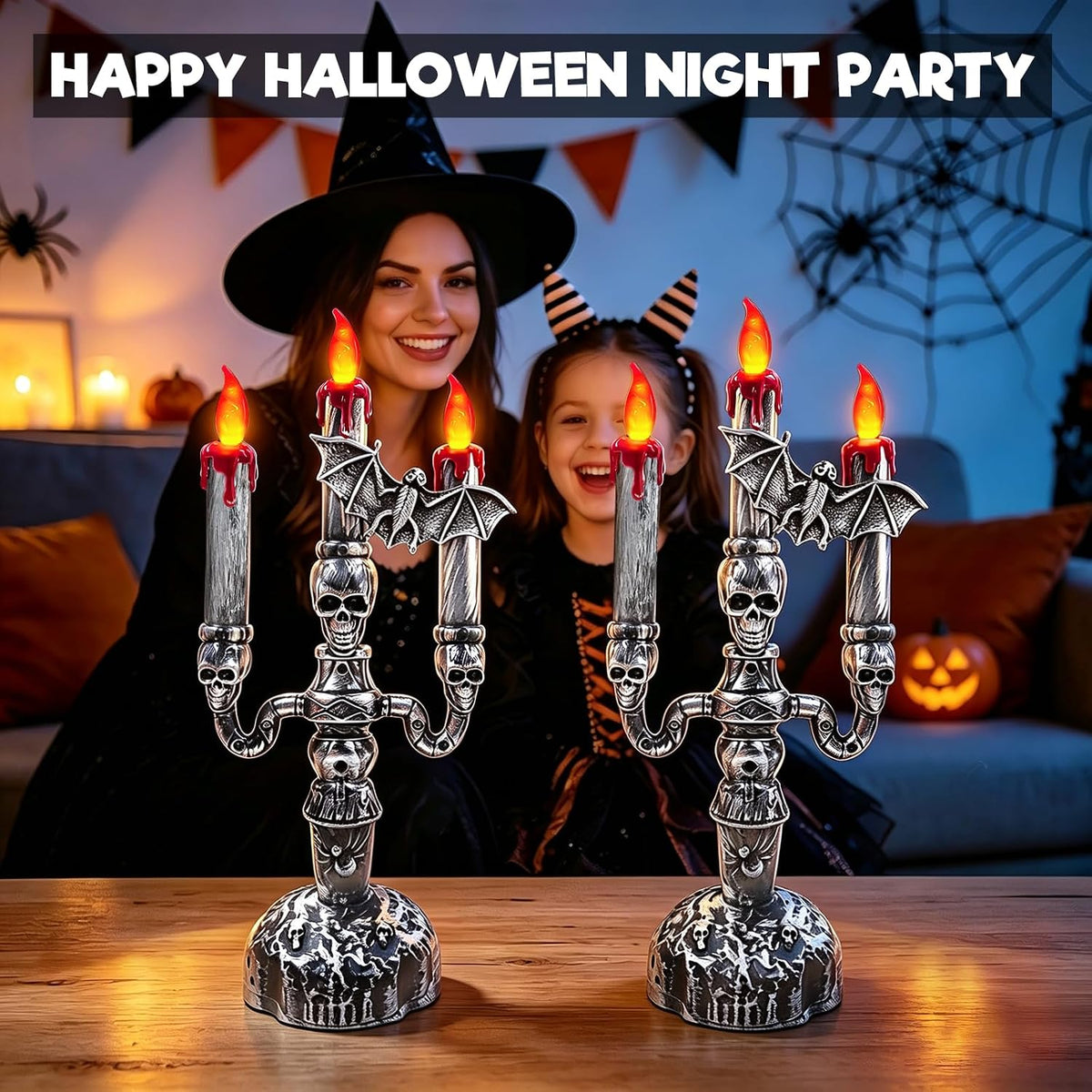 2 Pack Halloween Candles Flameless Table Centerpieces Decorations Indoor
