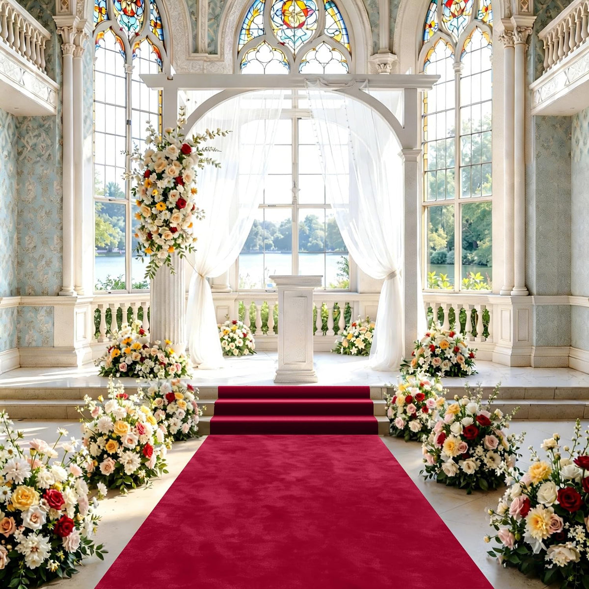 FUHSY Burgundy Aisle Runner for Weddings Velvet Aisle Runners 4FTx15FT Bridal...
