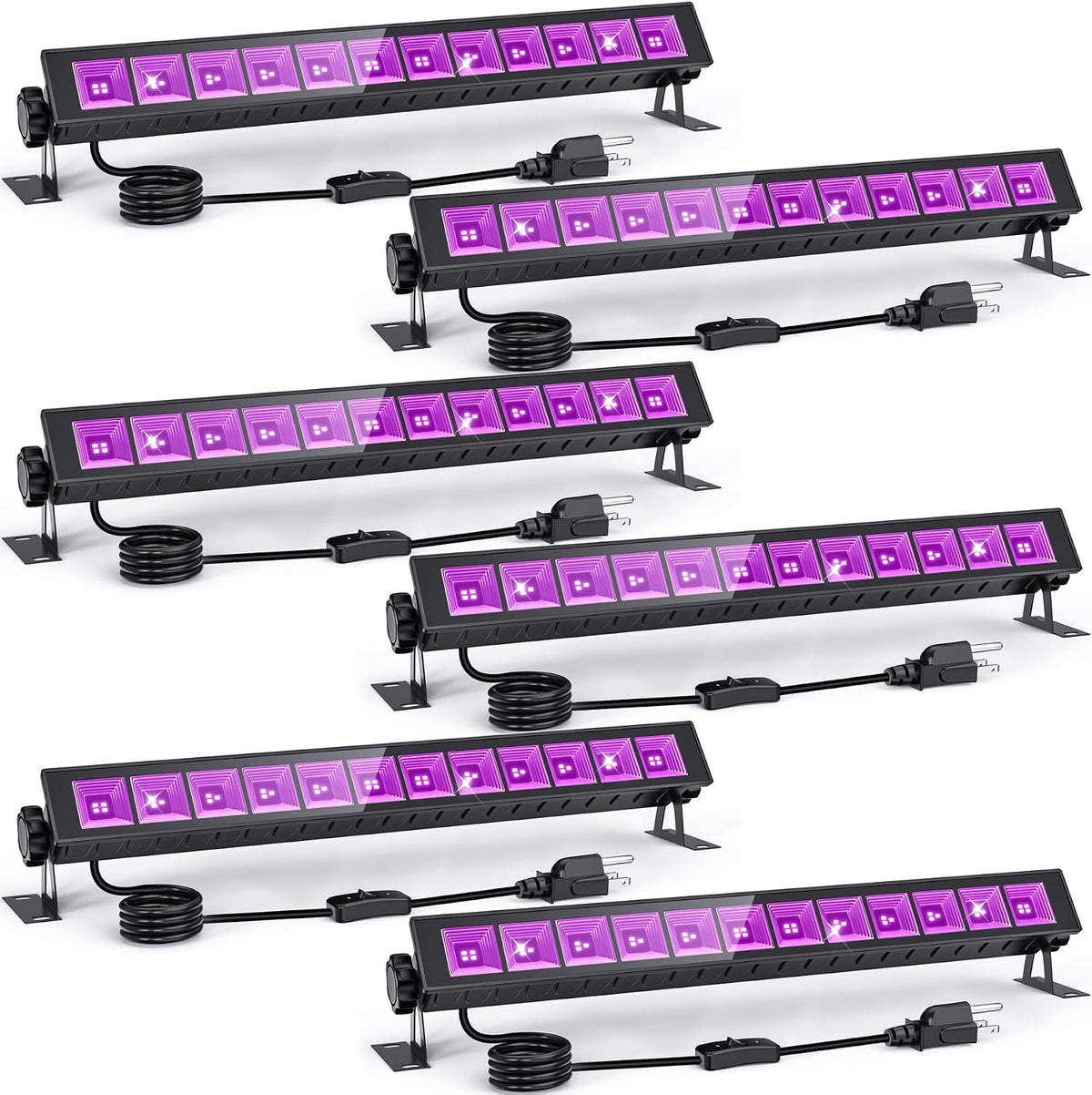 6-Pack UV Black Light Bars 45W, 395NM LED Blacklights