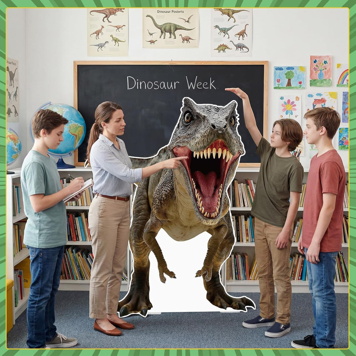 Capoda Life Size Dinosaur Cardboard Cutout Standee 43x59 in, Dino Kt Foam Boa...